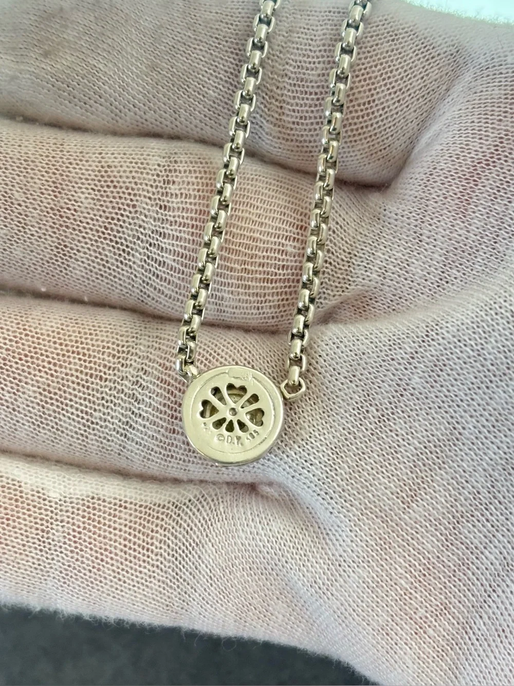 David Yurman 925 & 14k Gold Cookie Cable Necklace with Peridot 16